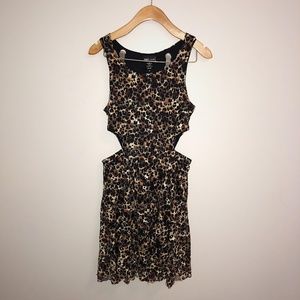 WET-SEAL SEXY CUTOUT FIT AND FLARE DRESS LEOPARD